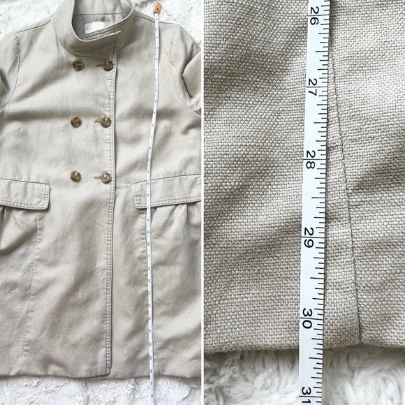 Joie Cotton Linen Tan Trench Coat L Jacket - Picture 9 of 11